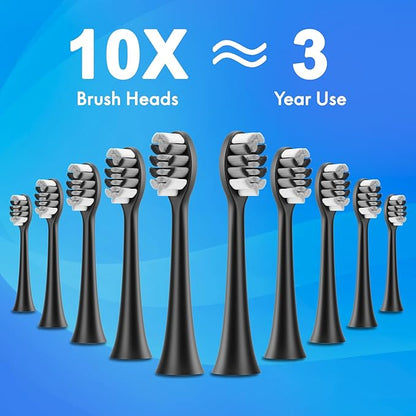Kuicur Electric Toothbrush for Adults and Kids, Comes with 10 Brush Heads & Travel Case, 5 Modes with 2 Minutes Built in Smart Timer, One Charge for 90 Days, 42,000 VPM Motor