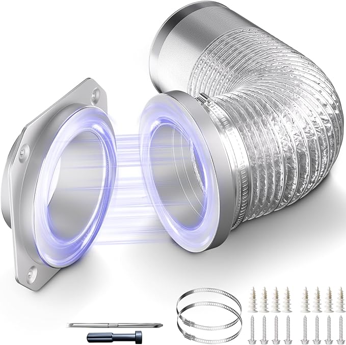 Magnetic Dryer Vent MV-180 Connector Kit, 4 Inch for Tight Spaces, Strong Magnetic Seal, Easy Quick Installation, Improves Airflow & Safety, simple to Clean