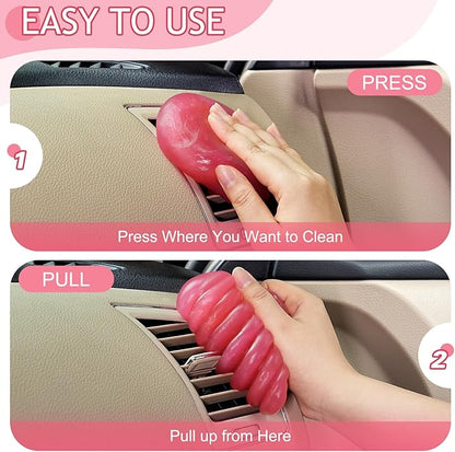 TeSabMi Car Cleaning Gel Car Cleaning Putty Car Putty Car Interior Cleaner Car Slime Car Detailing Kit Car Accessories Gifts for Dad Men Him Women Stocking Stuffers Pink
