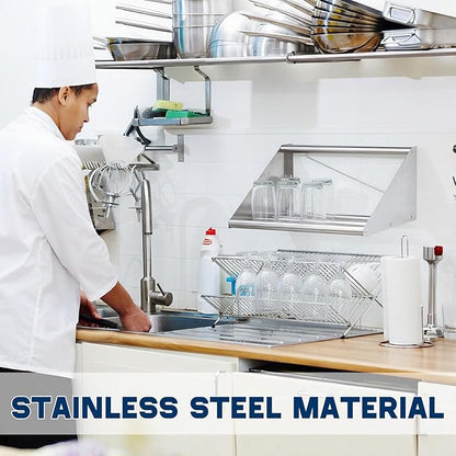 Zonon 22 Inch Stainless Steel Tubular Wall Mount Shelf for Glass Rack and Dish Drying, Commercial Grade for Home Bar Restaurant Kitchen Milk Tea Shop Use