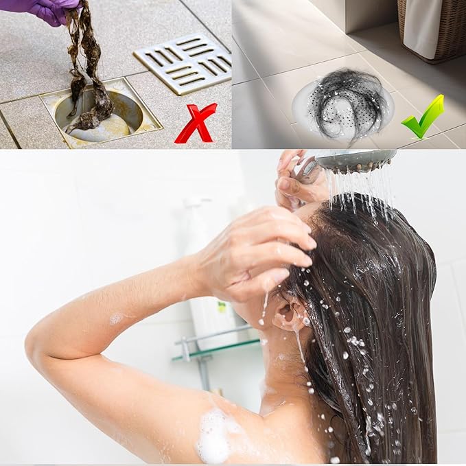 4Pcs Silicone Drain Covers Round Hair Drain Catcher with Suction Cup Shower Drain Hair Catcher Hair Stopper Shower Drain Covers for Shower Drains Bathroom Kitchen Bathtub Sink Easy to Install andClean