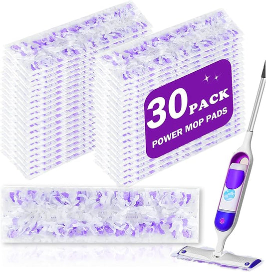 30 Pack Disposable Power Mop Pads for Swiffer Power Mop - 5X Cleaning Power Multi-Surface Floor Cleaning Mop Pads, Compatible with Swiffer Wet Pads Refill, 12 Layers Thickened Durable