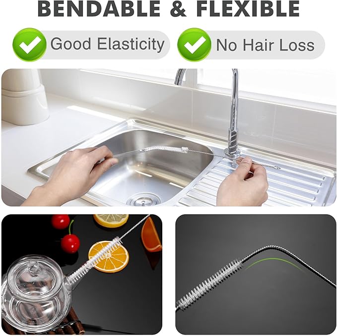 Straw Cleaner Brush, Reusable Metal Handles Straw Cleaning Brush Extra Long for Stanley Mug 40, 30, 20 oz, 10mm 15mm Wide for Sippy Cup, Water Bottle and Tubes Pipe