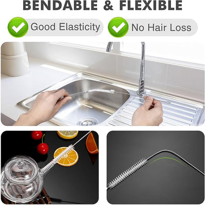 Straw Cleaner Brush, Reusable Metal Handles Straw Cleaning Brush Extra Long for Stanley Mug 40, 30, 20 oz, 10mm 15mm Wide for Sippy Cup, Water Bottle and Tubes Pipe