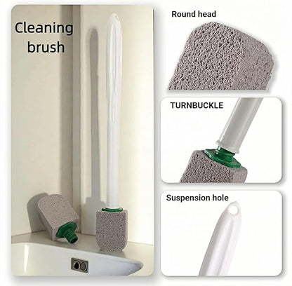 Pumice Stone Toilet Cleaning Kit with Long Handle - Effortless Hard Water Stain Remover for Toilets, Tubs & Tile - Includes 1 Handle + 3 Pumice Stones, Safe for Porcelain & Ceramic Surfaces