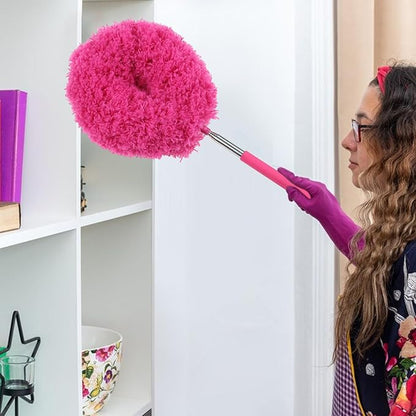 Extendable Cleaning Duster - Household Furniture Dusting Tool, Ceiling Fan Dust Remover | Flexible Telescopic Handle System, Bendable Microfiber Head with Soft Reach for High Area Cleaning