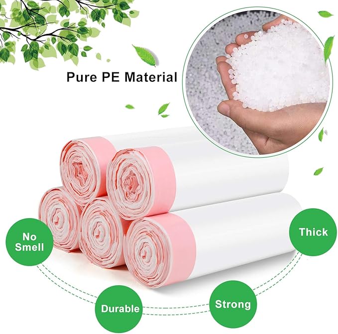 4 Gallon Small Trash Bags Drawstring - Clear White Garbage Bag 5 Rolls 125 Count No Scented Thick Durable Strong Mini Plastic Can Liners for Kitchen Offic or Outdoor Hiking