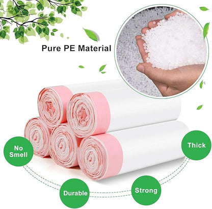 4 Gallon Small Trash Bags Drawstring - Clear White Garbage Bag 5 Rolls 125 Count No Scented Thick Durable Strong Mini Plastic Can Liners for Kitchen Offic or Outdoor Hiking