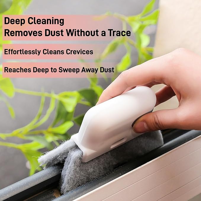 Window Track Cleaner Window Track Cleaning Tools 2 in 1 Sill Cleaner Tool Groove Cleaning Brush for Slides Grooves Tiles Blinds Car Vents (Yellow-3PCS)