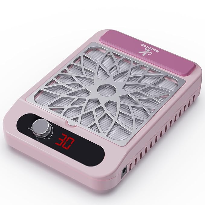 Nail Dust Collector for Nail Techs,Compact & Quiet Vacuum Fan Dust Collector with Reusable Filter, Powerful Dust Suction Machine,Nail Tech Must Haves for Gel Polish,Pedicures,Salon & Home Use, pink