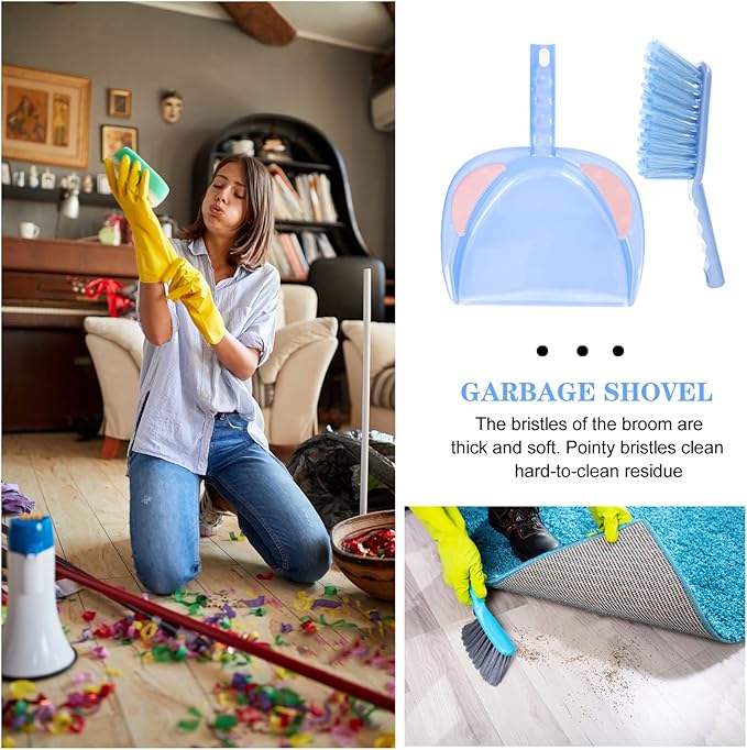 Zerodeko 1set Dustpan and Broom Home Cleaning Ergonomic Design for Desktop Car Interior and Narrow Corners Portable Dustpan Supplies Convenient Dust Cleaning Tools