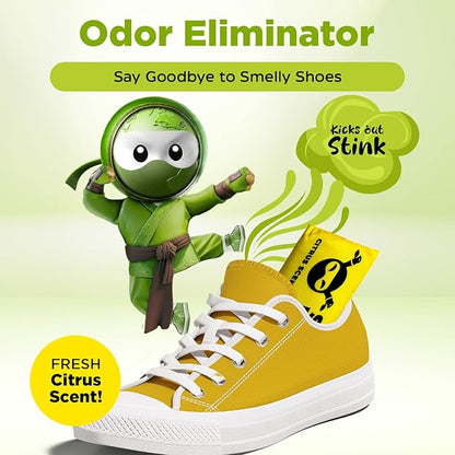 Shoe Ninja Shoe Deodorizer - Shoe Odor Elimination with Activated Charcoal, Versatile and Reusable Shoe Smell Remover, Boxing Glove Deodorizer, and Shoe Freshener, Great for Sports - 1 Pack Count of 2
