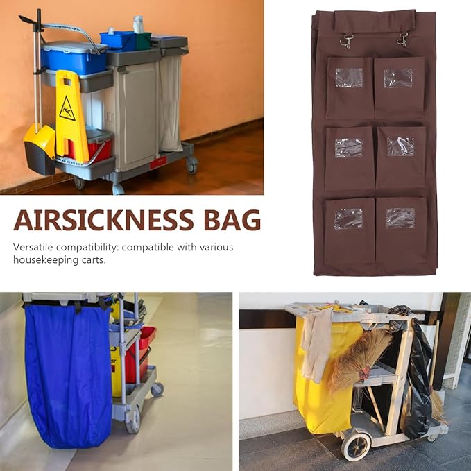 OUNONA Janitorial Cart Bag Large Capacity Leakproof Cleaning Cart Organizer Compatible with Hotel Housekeeping Carts 33.46X15.35X10.43 Inch