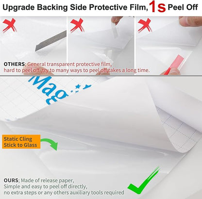 MAGIDEKOR Window Privacy Film with Installation Tools,Frosted Glass Window Film,Heat Blocking Static Clings Reusable Frosting Window Film for Bathroom Home Office,29.5 Inch X 6.5 Feet
