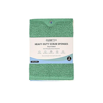 Restaurantware Scouring Pad 3 Count 5.5 x 3.9 Inches Plastic Steel Wool Sponge Metal Scrubber Durable Odor Free Scrubber Multi-Color Blue+Beige+Green Household Cleaning Sponge