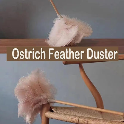 Ostrich Feather Dusters, Naturally Soft, Easy to Dust, Multi-Purpose Use, Solid Wood Handle, 17.3'' Long, Pink