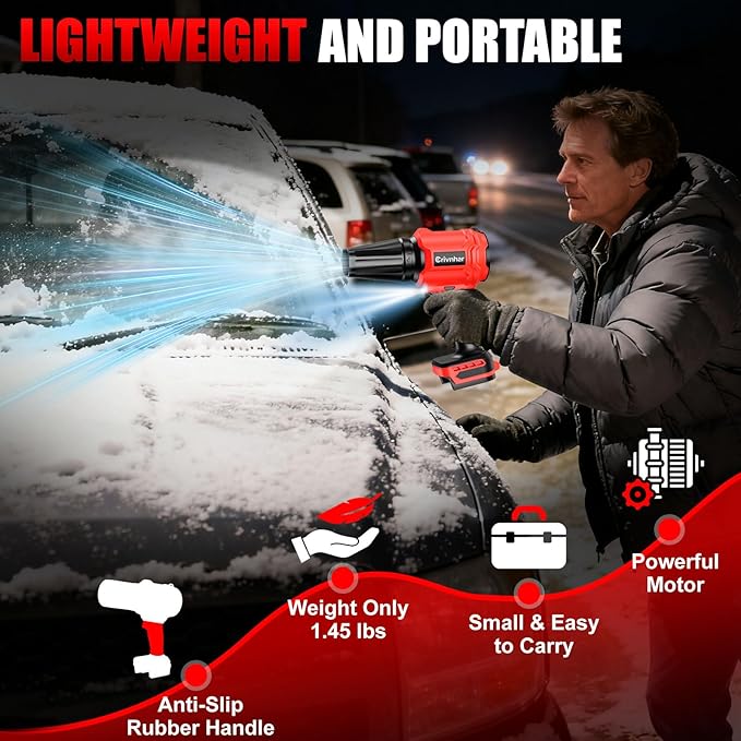 Cordless Leaf Blower Compatible for Milwaukee 18V Battery - Brushed Motor(Tool Only), 30,000 RPM Variable Speed Mini Garden Blowers with LED + 2 Nozzles, for Leaves, Dust, Driveway, Patio, Lawn, Deck