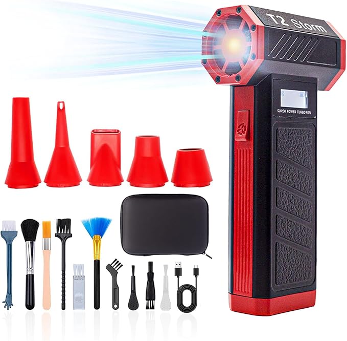 T2 Compressed Air Duster-130000RPM Cordless Electric Air Duster,4-Gear Adjustable Air Blower,Portable Rechargeable Turbo Fan for Computer,Keyboard,Car,Home Cleaning