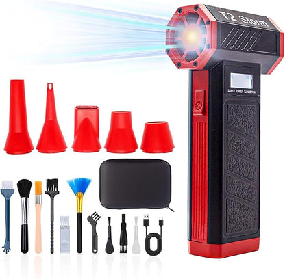 T2 Compressed Air Duster-130000RPM Cordless Electric Air Duster,4-Gear Adjustable Air Blower,Portable Rechargeable Turbo Fan for Computer,Keyboard,Car,Home Cleaning