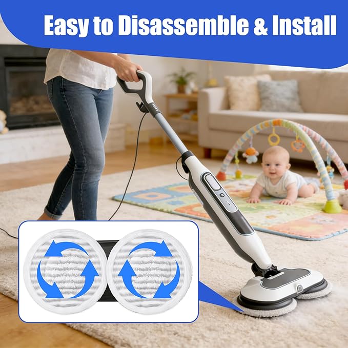 8 Pack Steam Mop Pads Compatible with Shark S8201 S8001 S7001 S7201 S7005 S7000 Series, S7000AMZ S7001TGT– Microfiber Replacement Scrub Pad, All-in-One Reusable Cleaning Refills for Hard Floor
