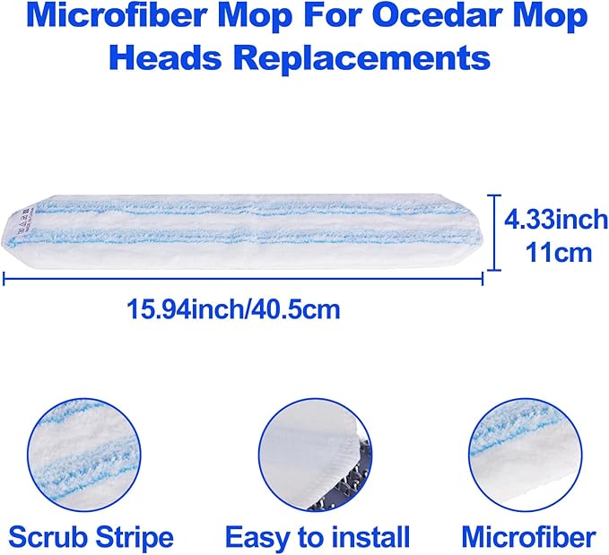 [5-Pack] Mop Replacement Pads for Ocedar H2pro Flat Mop System，Washable & Reusable Mop Pads ,Easy Installation, Machine Washable, Suitable for Various Types of Floors