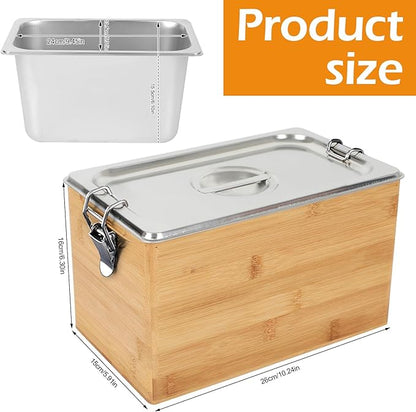 AQQHSAIN Compost Bin with Lid 1.2 Gal Countertop Compost Kitchen Scrap Indoor Large Compost Bucket Kitchen Odorless Smell Proof Composter with Stainless Steel Insert (Brown, 4.5L)