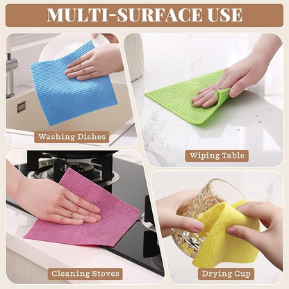 Homaxy Swedish Dishcloths for Kitchen, 8 Pack Reusable Paper Towels with Clips, Absorbent Cellulose Sponge Dish Cloths for Washing Dishes, Non-Scratch & Odor-Free Dish Rags, Multicolor Assorted