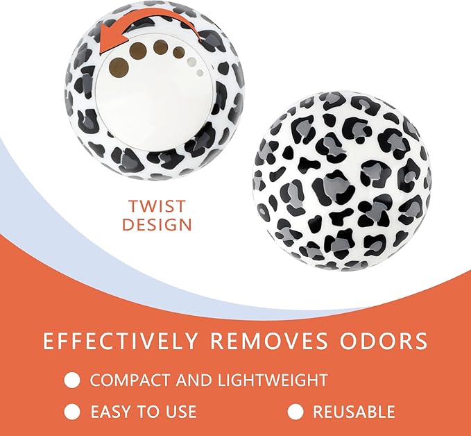 Knixmax Sneaker Deodorizer Shoe Freshener Balls, Odor Eaters for Shoes Boots Mules, Smell Eliminator Ball for Gym Gear Bags and Lockers, Fresh Linen Scent, Pack of 6 Leopard