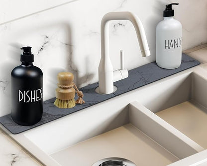 Faucet Splash Guard for Kitchen Sink – Super Absorbent Diatomite Stone Mat, Quick-Drying, Prevents Moisture Buildup, Durable Counter Protector for Kitchen or Bathroom