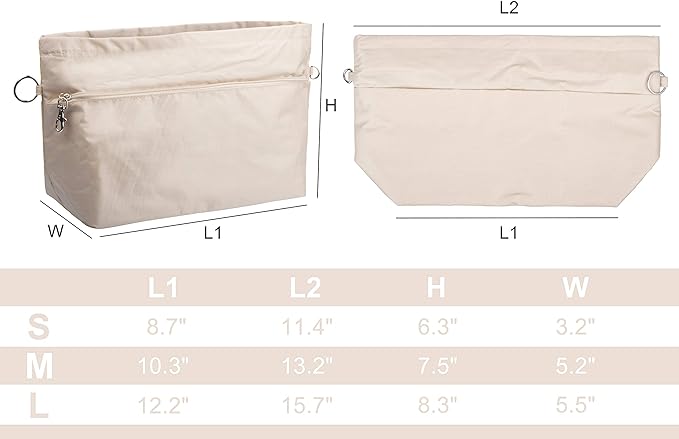 Vercord Handbag Purse Tote Pocketbook Organizer Insert Zipper Closure 11 Pockets 3 Sizes Many Colors