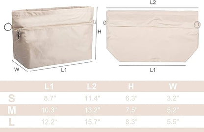 Vercord Handbag Purse Tote Pocketbook Organizer Insert Zipper Closure 11 Pockets 3 Sizes Many Colors