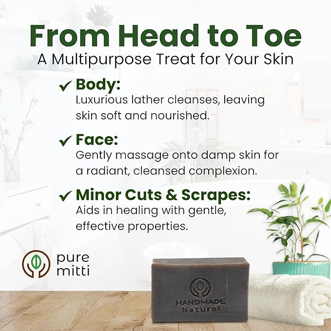 Neem Soap Bars [4.5 oz x 3 Pcs.] Organic Ayurvedic Soap for Face & Body with Neem, Castor Oil & Coconut Oil – Cold Process, Plastic-Free, Herbal Cleansing