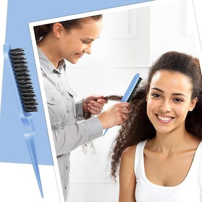 Hair Brush Set with Continuous Spray Bottle，Slick Back Hair Brush Back Brushing, Combing, Slicking Hair (Blue)