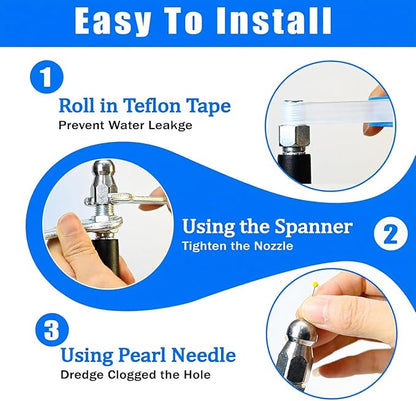 Sewer Jetter Kit for Pressure Washer 100FT, 5800PSI Water Jet Drain Cleaner Hose with 4 Sewer Jetting Nozzles, 1/4 Inch NPT Corner, Waterproof Tape and Handle Strap