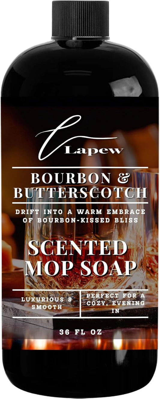 Lapew Bourbon & Butterscotch Scented Mop Soap - Luxury Floor Cleaner Concentrate for Mopping Tile, Laminate, Vinyl & Hardwood | Streak-Free, Low-Foam | 36 oz