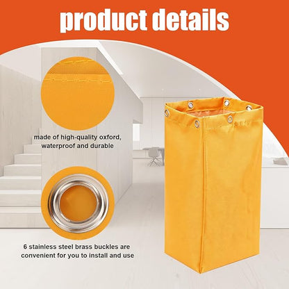 Replacement Janitorial Cleaning Cart Bag: Commercial Products 23 Gallon Industrial Janitorial Vinyl Cart Bag with 6 Brass Grommets - Size 16 x 11 x 27inches (Yellow)
