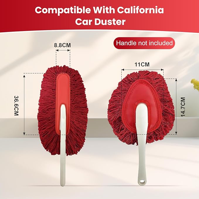 Car Duster Detailing Kit Replacement for California Car Duster Exterior Interior Cleaner Soft Cotton Mop Quickly Safely Removes Light Daily Dust for Car Dust Pollen Removing （Handle Not Included）