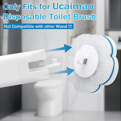 Disposable Toilet Brush， 2 Pack Toilet Wand and Holder with 54 Cleaner Refills Disposable Toilet Cleaning System Cleaner Pads for Toilet Bowl，Bathroom Cleaning，Sink，Bathtub - White