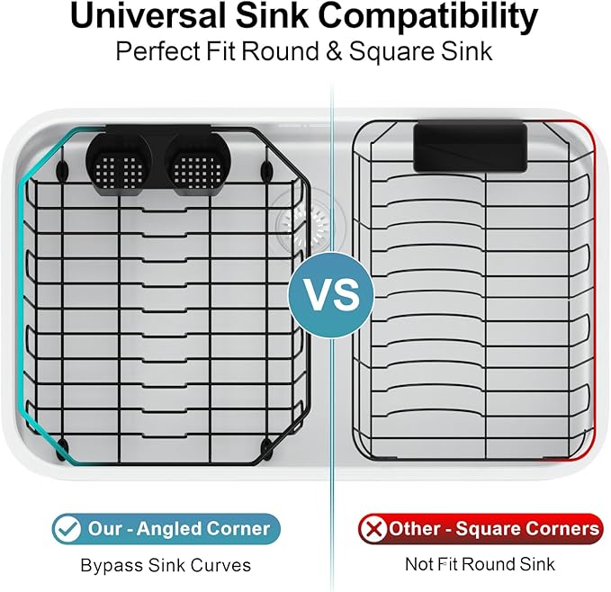 GSlife Small in Sink Dish Drying Rack - Compact Dish Drainer for RV Kitchen Apartment Sink, Rust Resistant Inside Sink Rack, 1–2 Person Households, 11.6" W x 13.4" L, Black