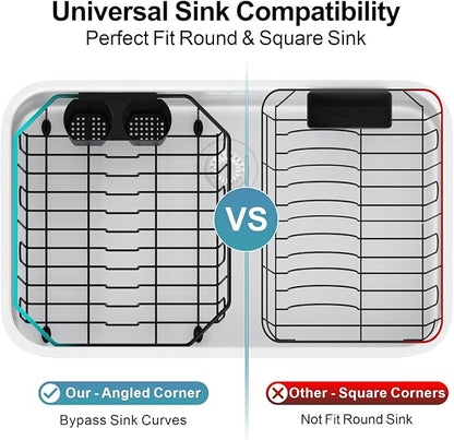 GSlife Small in Sink Dish Drying Rack - Compact Dish Drainer for RV Kitchen Apartment Sink, Rust Resistant Inside Sink Rack, 1–2 Person Households, 11.6" W x 13.4" L, Black