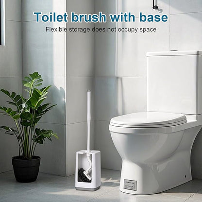 Toilet Bowl Brush and Holder 3 Pack Sturdy Plastic Long Handled Toilet Brushes for Bathroom with Ventilated Base Easy to Assemble for Deep Cleaning (White 3)