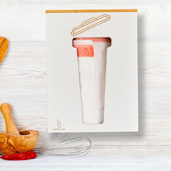 Bamboo Trash Bag Dispenser with Lid, Trash Bag Holder Organizer, Garbage Bag Dispenser for Kitchen Countertop, Under Sink and Wall Mount - Extra Large (White)
