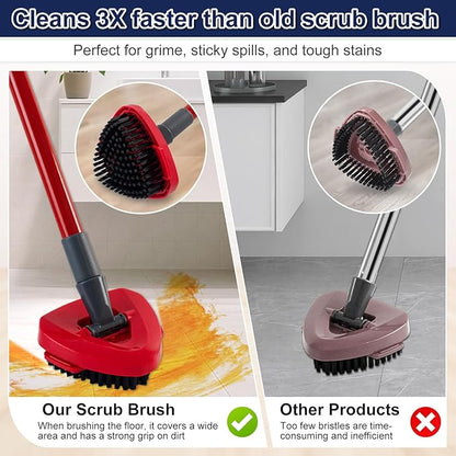 Scrubber Mop Head for Ocedar, Upgrade Scrub Brush for Ocedar, Spin Mop Scrub Brush Head for O Cedar RinseClean 2-Tank, More Bristles Scrub Brush Attachment for Bathroom, Deck, Kitchen Floor Cleaning