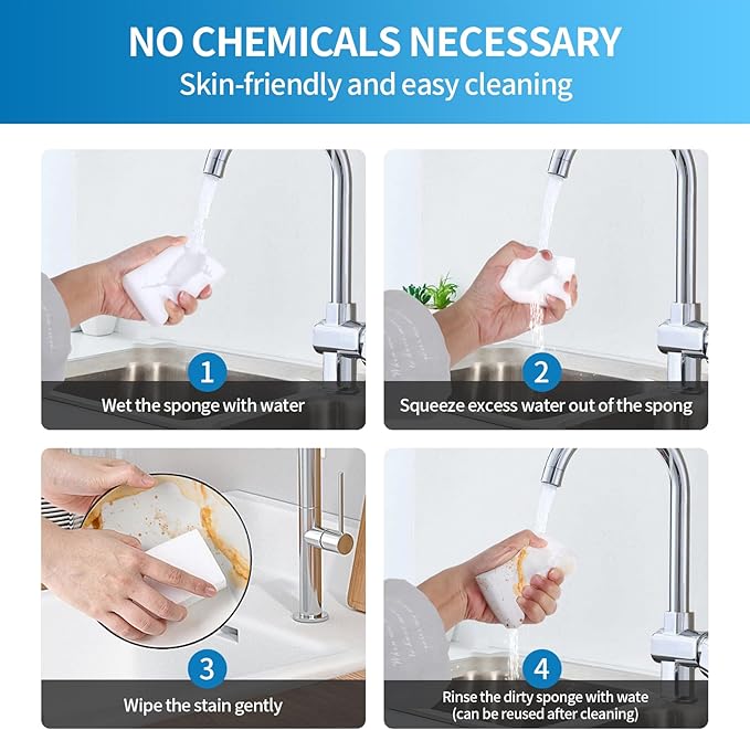 100 Pack Magic Sponges Cleaning Eraser,Melamine Sponge Foam Pads,Multi-Functional Household Cleaning Kitchen Dish Sponge for Furniture,Bathroom,Sink,Bathtub,Baseboard,Floor, Wall Cleaner