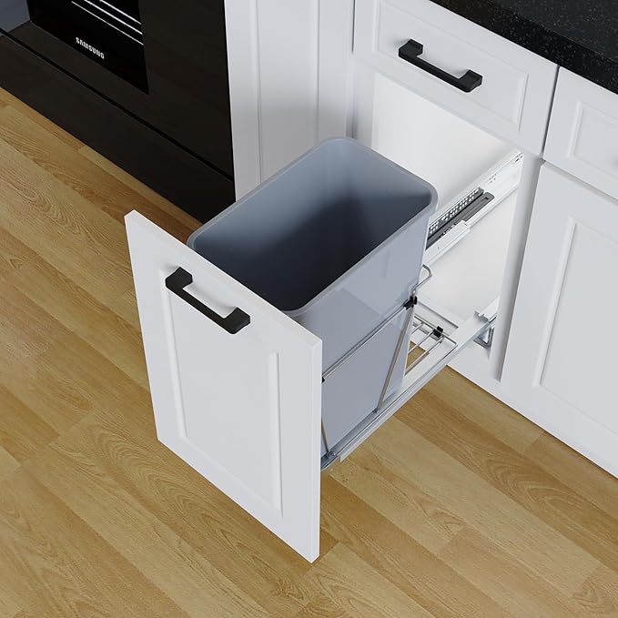Pulloutor Pull Out Cabinet Organizer, 35 Qt Single Trash Can Pull Out Cabinet Trash Can, Soft Close Under Sink Cabinet Organizer, Insert Mount for Kitchen Cabinet Storage