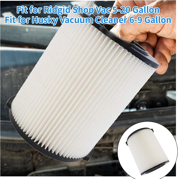 1 Pack VF4000 Filter Replacement for Ridgid Wet Dry Vacuums 5-20 Gallon & 6-9 Gal Husky Vacuums WD5500 WD0671 WD1450 RV2400A RV2600B