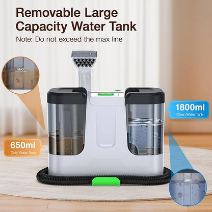 Portable Carpet & Upholstery Cleaner, 18Kpa Carpet Cleaner Machine for Deep Stain Removal, Spot Cleaner for Pet Accidents, Area Rugs, Stairs, Car Seats & Couches, Includes Tools & Self-Cleaning
