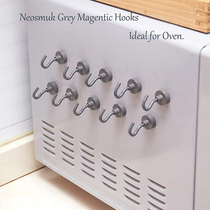 Neosmuk Magnetic Hooks, Heavy Duty 30lb+ Strong Magnet Hook for Cruise Cabins, Cruise Ship Essentials for Hanging, Metal Wall Refrigerator Hangers (Grey, 15 Pack)
