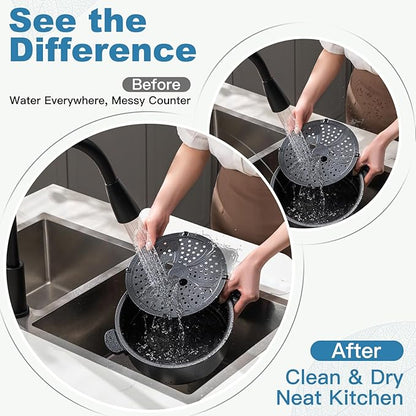 Silicone Sink Splash Guard – Extra-Long 19.3" Water Protector for Kitchen & Bathroom, No-Slip, Heat-Resistant, Dishwasher Safe (19.3 * 3.3 * 2in) (White)