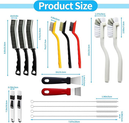 16Pcs Crevice Cleaning Brush Set, Hard Bristle Scrub Brushes Tools for Deep Cleaning Gap,Window Groove Cleaning Brush for Sliding Door, Sill, Tile Lines, Shutter, Corner, Sink, Teapot, Bottle (16 Pcs)